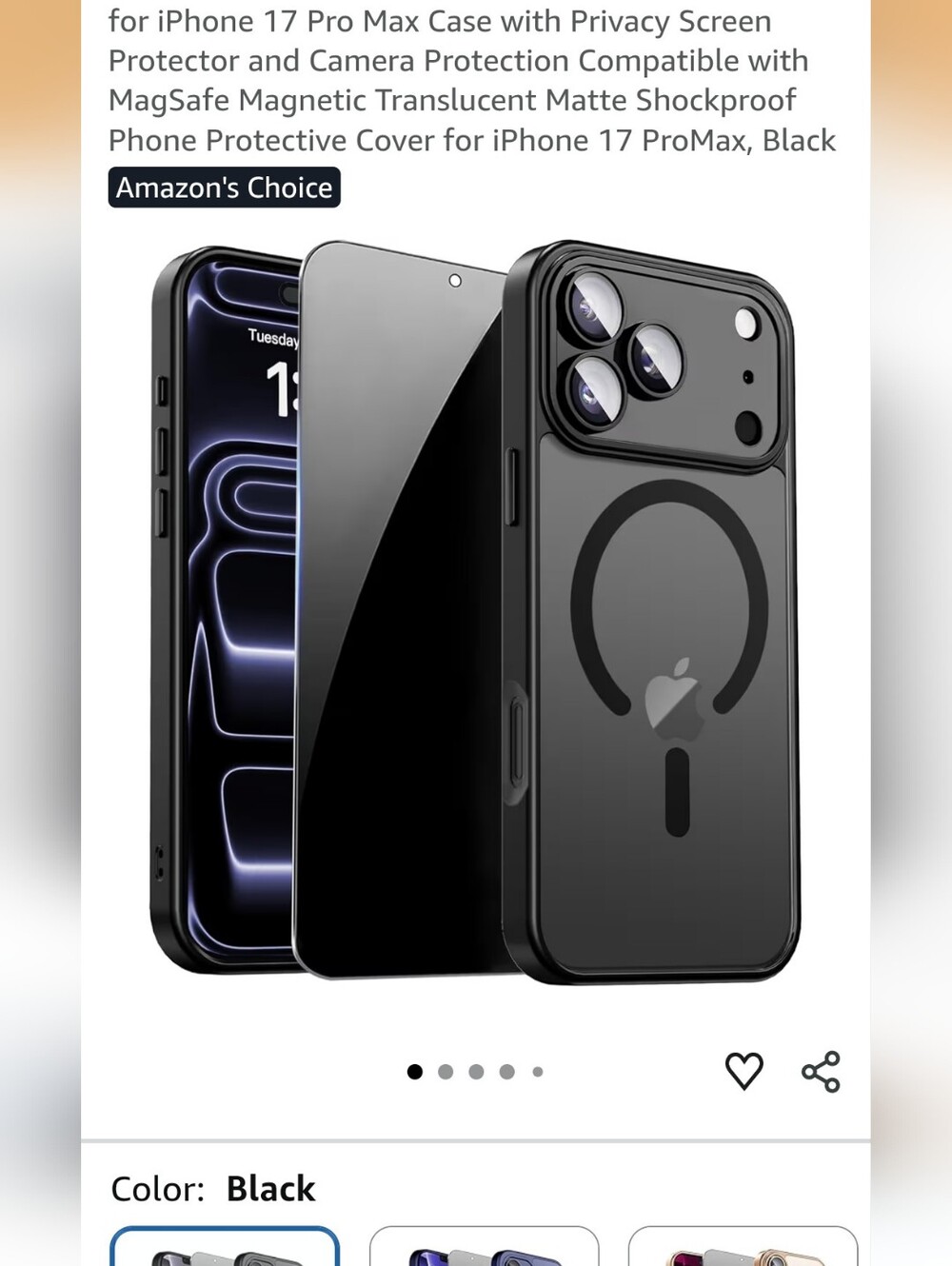 3/$14 MagSafe Compatible Clear Black iPhone Case